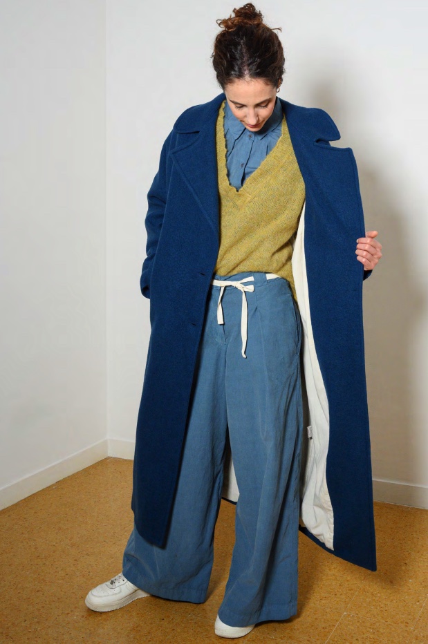Isabella Clementini olive cardigan and trousers
