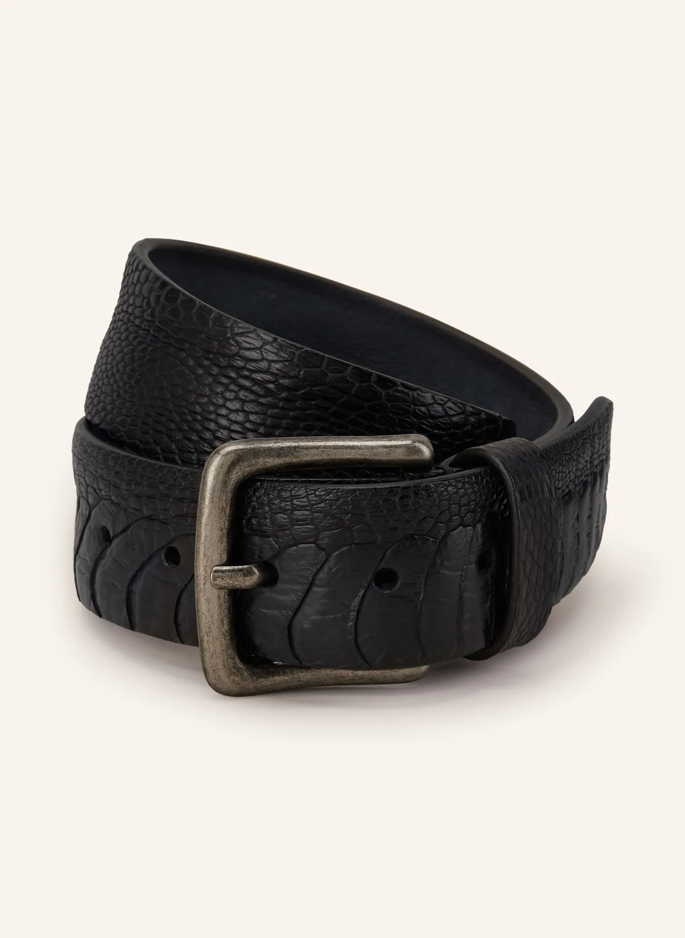 Post & Co black textured leather belt