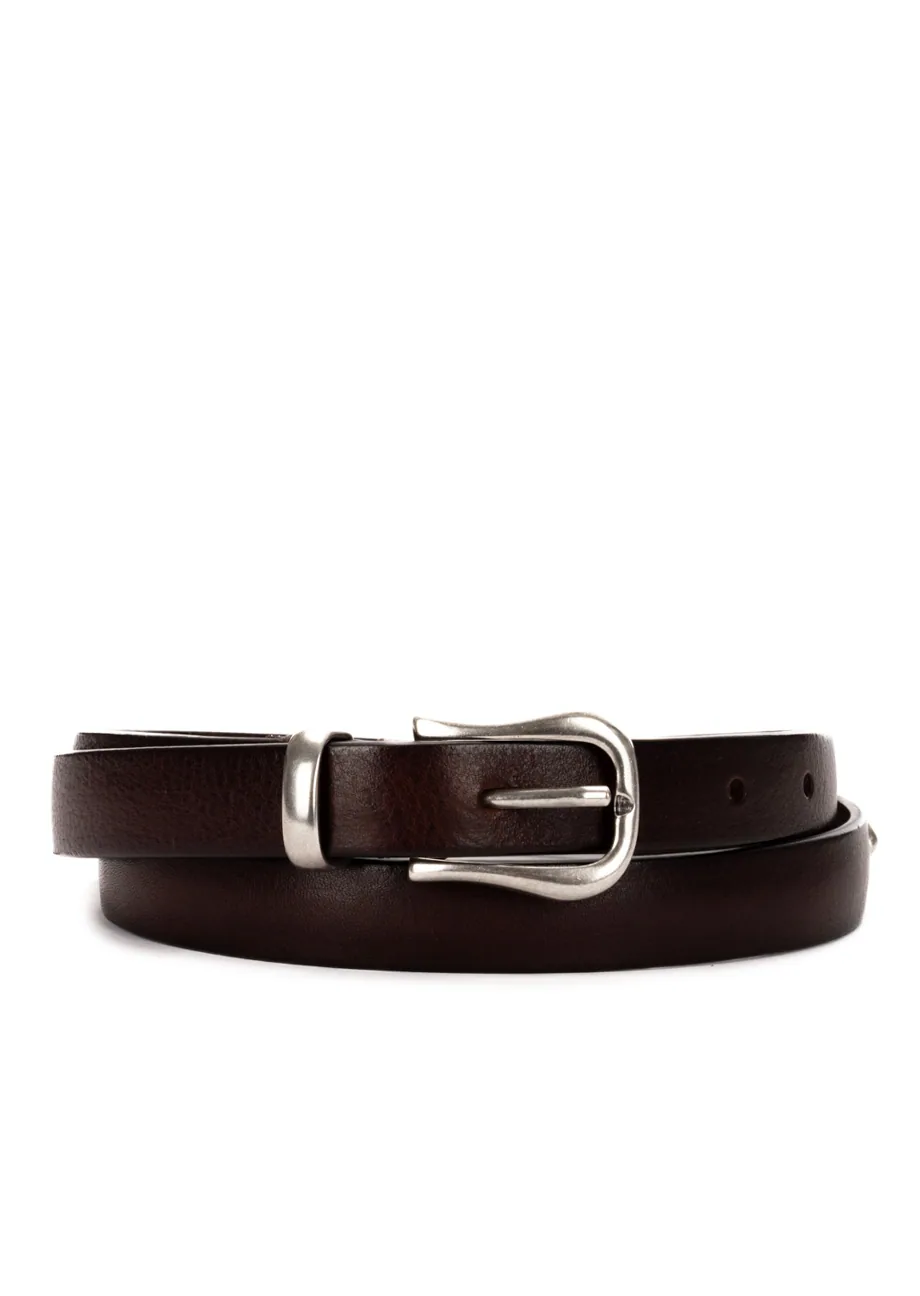 Post & Co dark brown double leather belt