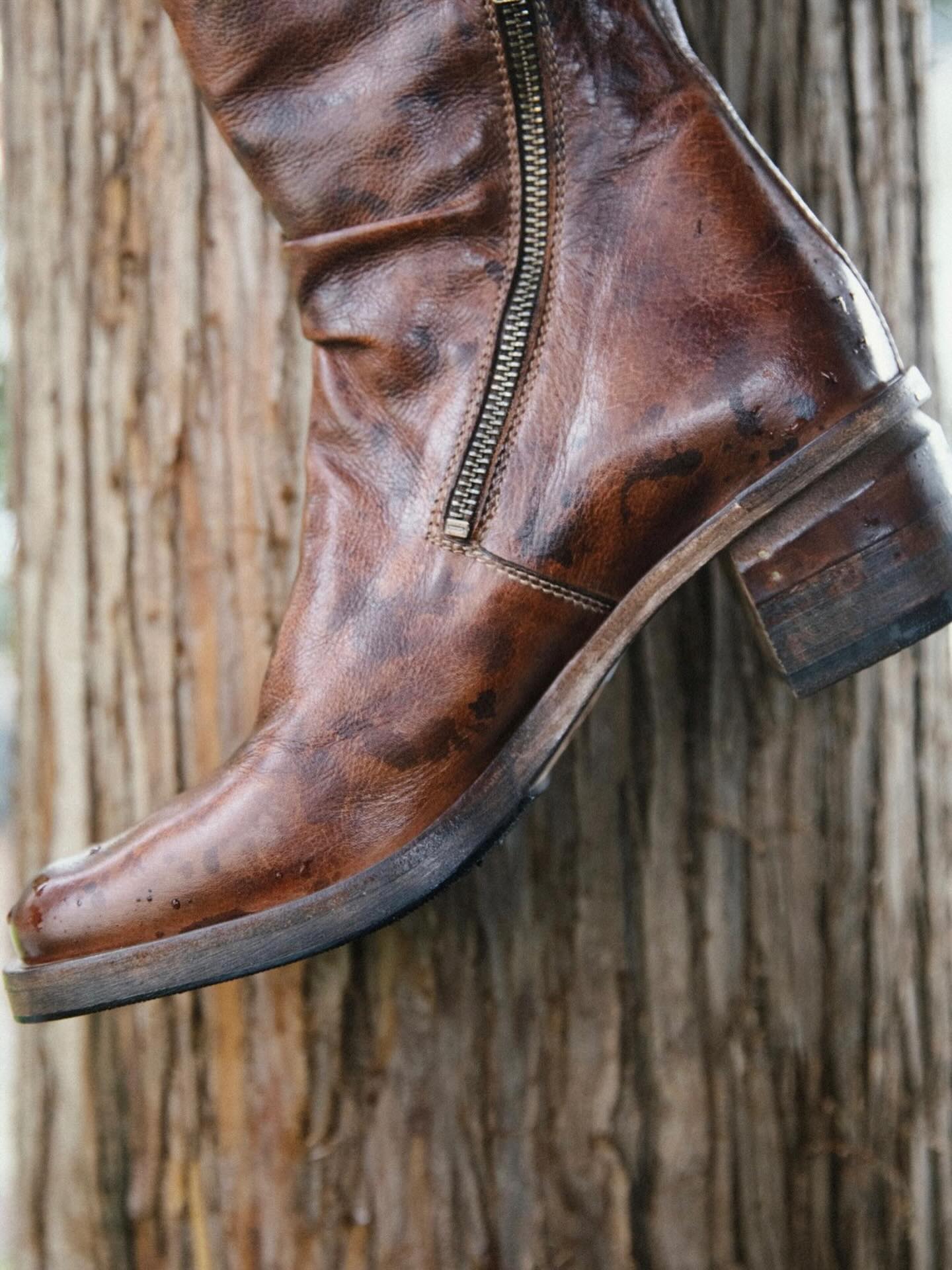Shoto burnished brown zip boot close-up