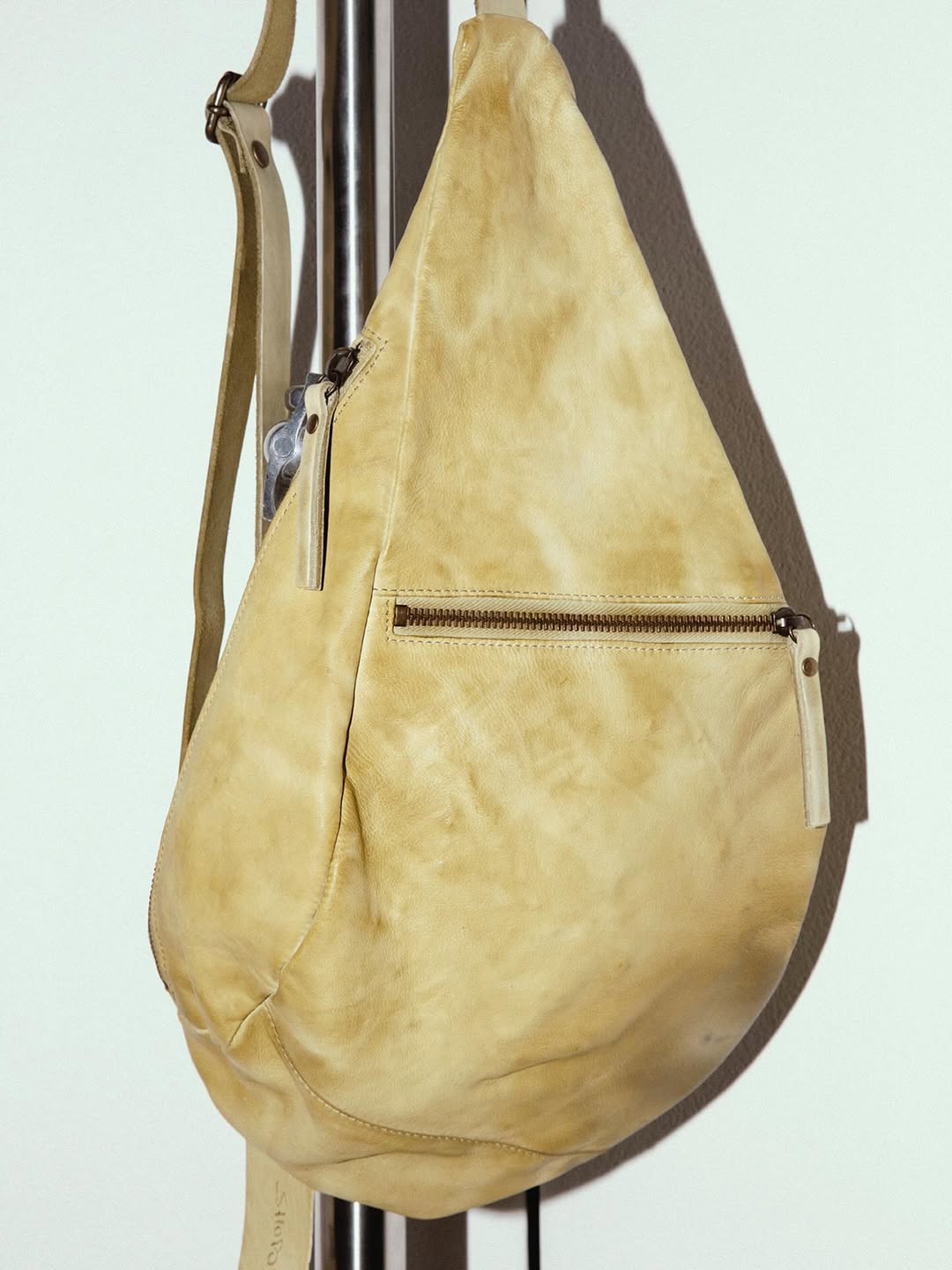 Shoto soft leather shoulder bag in pale yellow