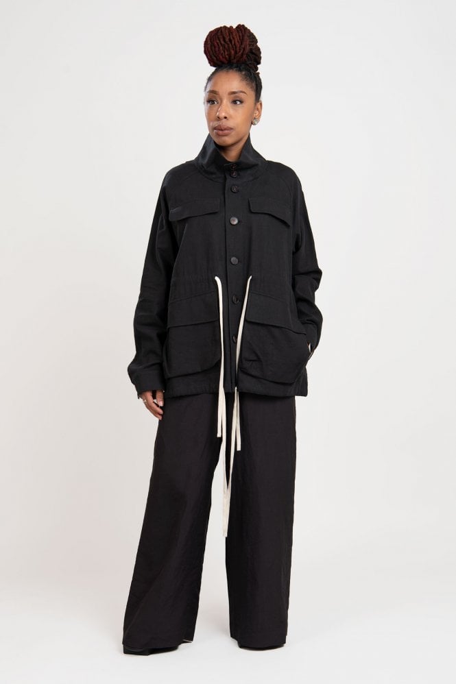 SOH black utility jacket and wide trousers