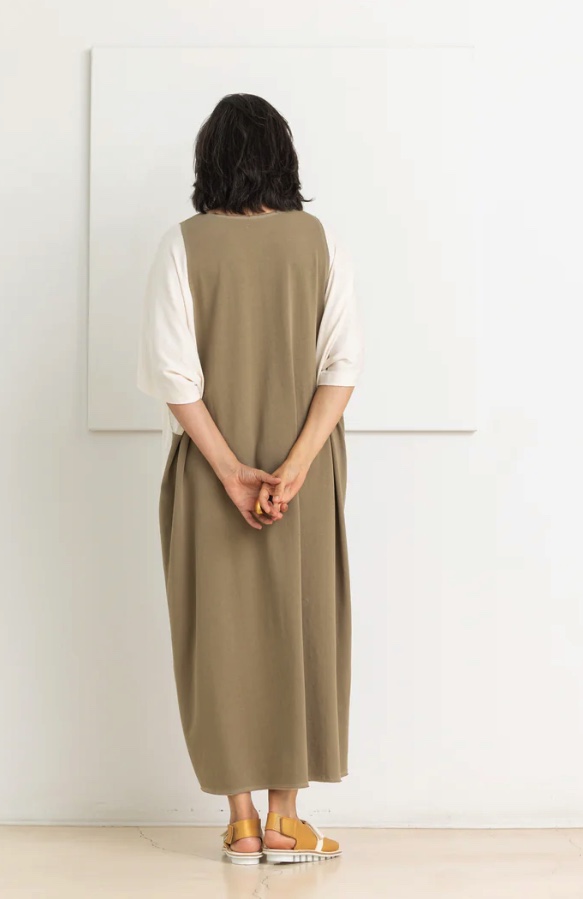 SOH neutral colour-block dress from the back